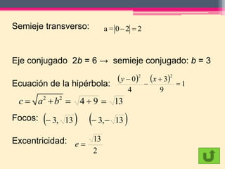 Objetivo 3. Recordarás y aplicarás la forma
general de la ecuación de una elipse o de
una hipérbola y las características ...