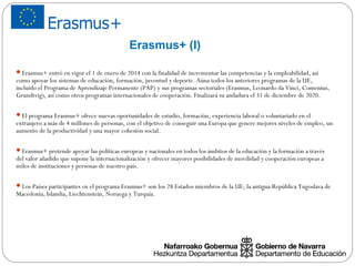Erasmus+ (I)
Erasmus+ entró en vigor el 1 de enero de 2014 con la finalidad de incrementar las competencias y la empleabi...