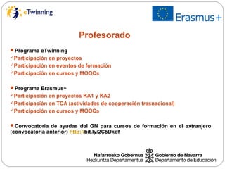 Profesorado
Programa eTwinning
Participación en proyectos
Participación en eventos de formación
Participación en curso...