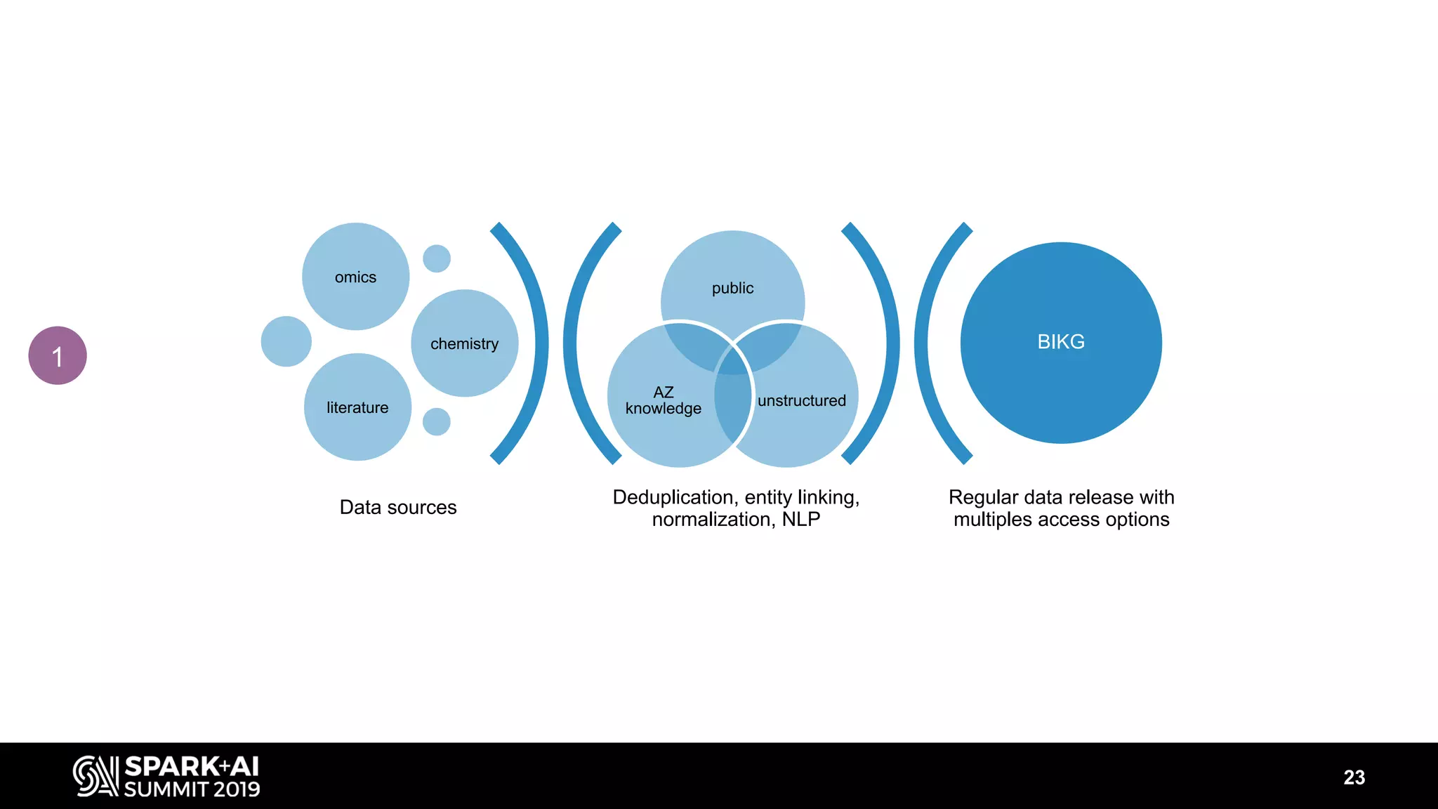 23
Deduplication, entity linking,
normalization, NLP
Regular data release with
multiples access options
public
unstructured
AZ
knowledge
omics
chemistry
literature
BIKG
Data sources
1
 