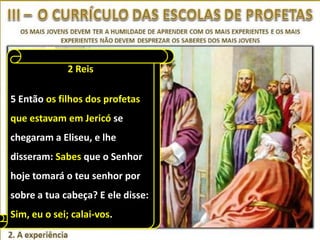 2 2 Reis
               Reis

5 3 Então os filhos dos profetas
  Então os filhos dos profetas
que estavam em Jericó se
 que estavam em Betel saíram
chegaram a Eliseu, e lhe e lhe
 ao encontro de Eliseu,
disseram: Sabes que o o Senhor
 disseram: Sabes que Senhor
hoje tomará o o teu senhor por
 hoje tomará teu senhor por
sobre a a tua cabeça? E Eliseu
 sobre tua cabeça? E ele disse:
Sim, eu Sim, eu o sei; calai-vos.
 disse: o sei; calai-vos.
 