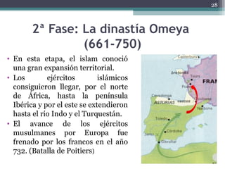 Profesor: Javier Anzano
3ª fase: La dinastía Abasida
(750-1258)
• En el año 750, una rebelión dirigida por Abul Abbas
acabó con la dinastía Omeya. Todos los Omeyas
fueron asesinados en un banquete, con la excepción
del príncipe Abderramán, que huyó a la península
Ibérica. El poder pasó a una nueva dinastía: los
Abasidas. Con la dinastía Abasida la capital se
trasladó a Bagdad (actual Irak). En esta etapa se
multiplicaron las luchas internas por el poder y
comenzó la desintegración del imperio. Mientras
tanto, crecía el poderío de los turcos, otro pueblo
musulmán procedente de las estepas de Asia. A
partir del siglo XIII, los turcos afirmaron su poder
en el islam
28
 