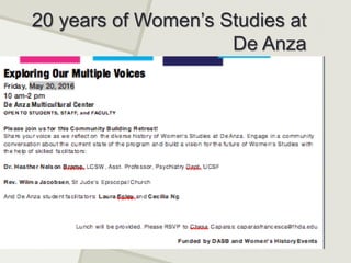 20 years of Women’s Studies at
De Anza
 