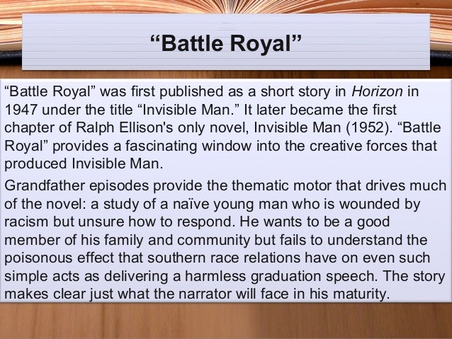 Thesis Statement For An Argumentative Essay The Narrator Of Ralph Ellisons Battle Royal How To Write A Essay Proposal also Barack Obama Essay Paper The Narrator Of Ralph Ellisons Battle Royal Essay Sample February English Literature Essays