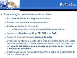 Indicações do professor – pesquisa para o trabalhoA percentagem de alunos que refere que os professores fornecem  indicações de pesquisa para os trabalhos a desenvolver é idêntica nos três tipos de ensinoComo fazer pesquisa está a fazer parte do processo de ensino/aprendizagem em todos estes níveis de ensino