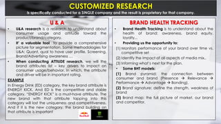 CUSTOMIZED RESEARCH
is specifically conducted for a SINGLE company and the result is proprietary for that company.
U & A
•...