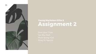 Assignment 2
Doan Quoc Tuan
Cao Nha Dinh
Pham Quang Vinh
Hong Ny Nguyen
01
Young Marketers Elite 8
 