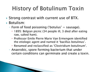    Toxin:
       Resists alcohol, mild acid and enzymes.
       Not heat-resistant.
       Some animals (dogs, chicken...