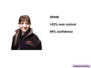 SPAIN
+22% over control
99% confidence
@OptimiseOrDie
 