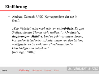 Einführung

          • Andreas Zumach, UNO-Korrespondent der taz in
            Genf:

            „Die Wahrheit wird nac...