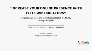 Elite wiki creators - Company Profile & Services | PDF