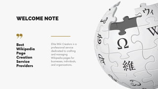 Elite wiki creators - Company Profile & Services | PDF