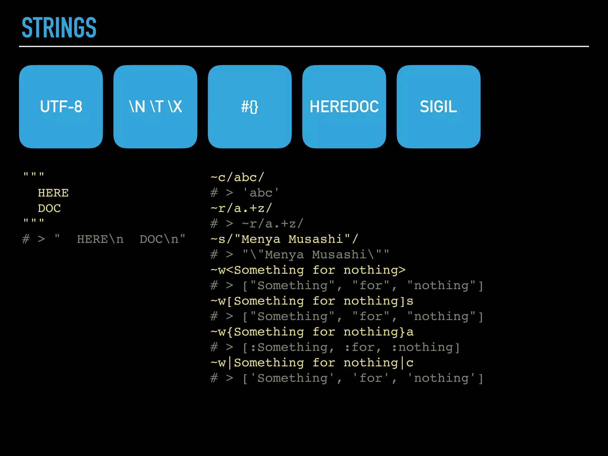 SYSTEM TYPES
self
# > #PID<0.80.0>
pid = spawn fn -> "Hi" end
# > #PID<0.84.0>
 