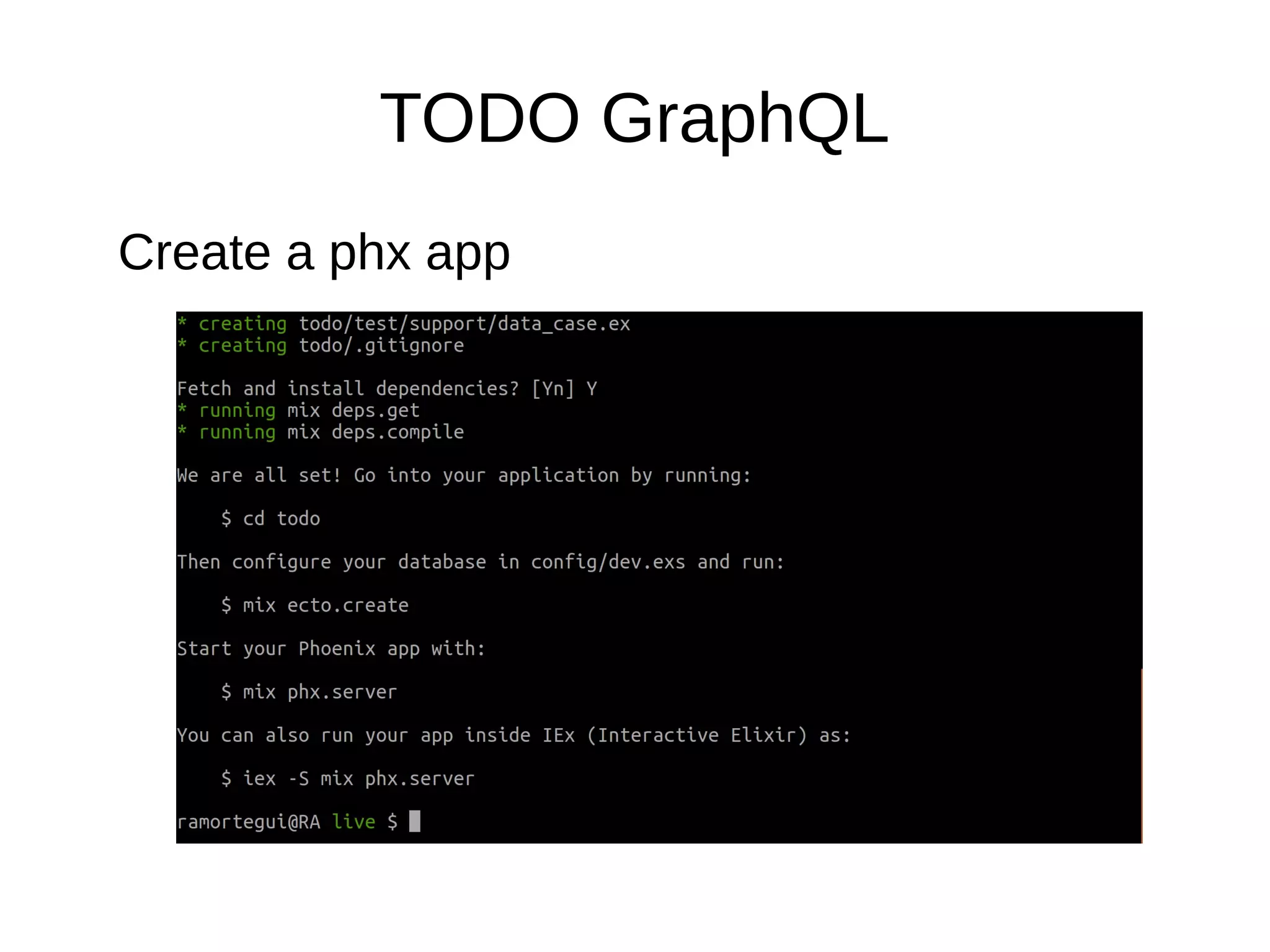TODO GraphQL
Create a phx app
 