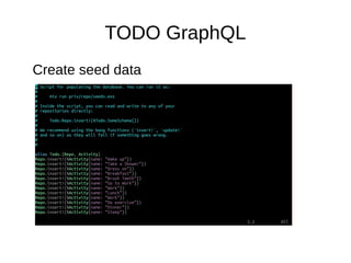TODO GraphQL
Create seed data
 