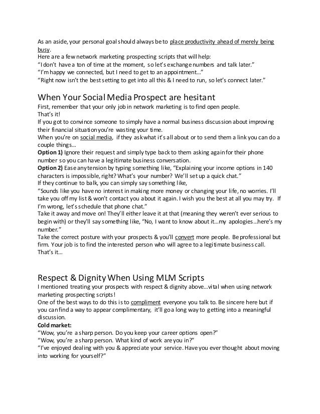 Scripts for network marketing pdf books
