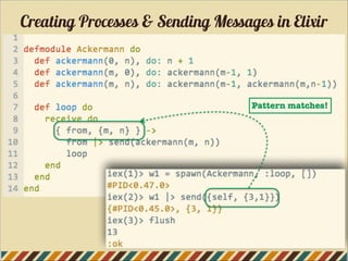 Creating Processes & Sending Messages in Elixir
Pattern matches!
 