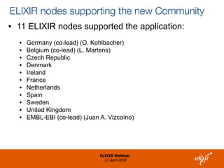Elixir Application ELIXIR Implementation Study: “Mining the Proteome: Enabling Automated ...