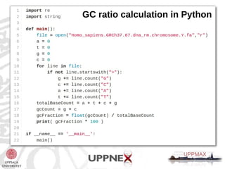 GC ratio calculation in Python 
 