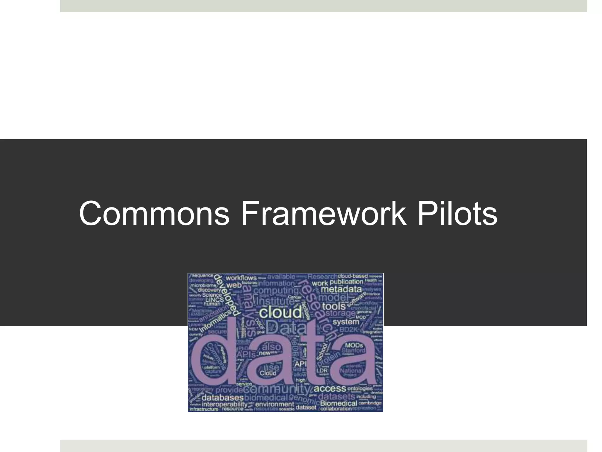 Commons Framework Pilots
 
