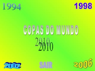 1994 1998 2002 2006 2010 SAIR COPAS DO MUNDO  