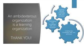 An ambidexterous
organization
is a learning
organization
THANK YOU!
 