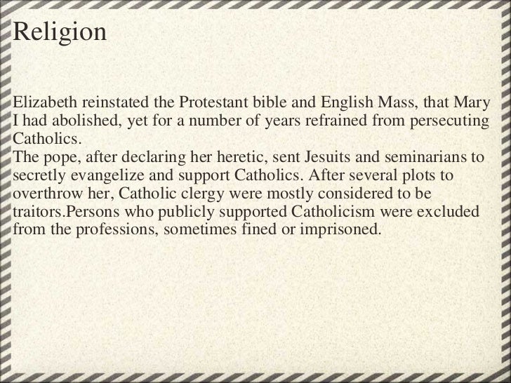 religion in the elizabethan era The church in the reign of queen elizabeth i elizabethan hoped that by and for catholicism to die out naturally as people turned to the religion she. religion in the elizabethan era The church in the reign of queen elizabeth i elizabethan hoped that by and for catholicism to die out naturally as people turned to the religion she.