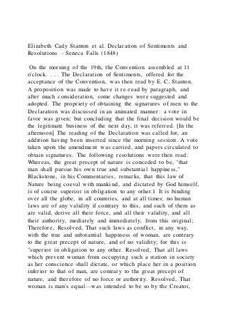 Elizabeth Cady Stanton et al. Declaration of Sentiments and Resolu | DOCX
