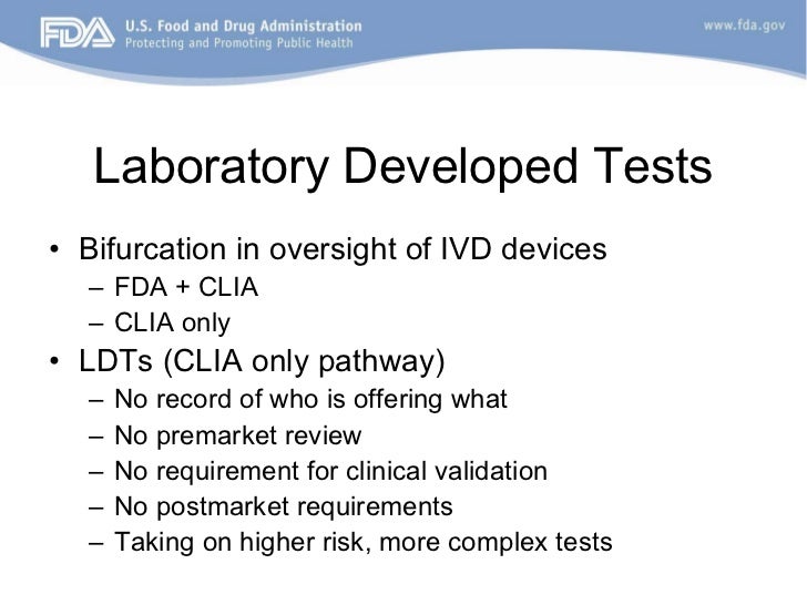 Fda s approach to regulation of in vitro diagnostic tests