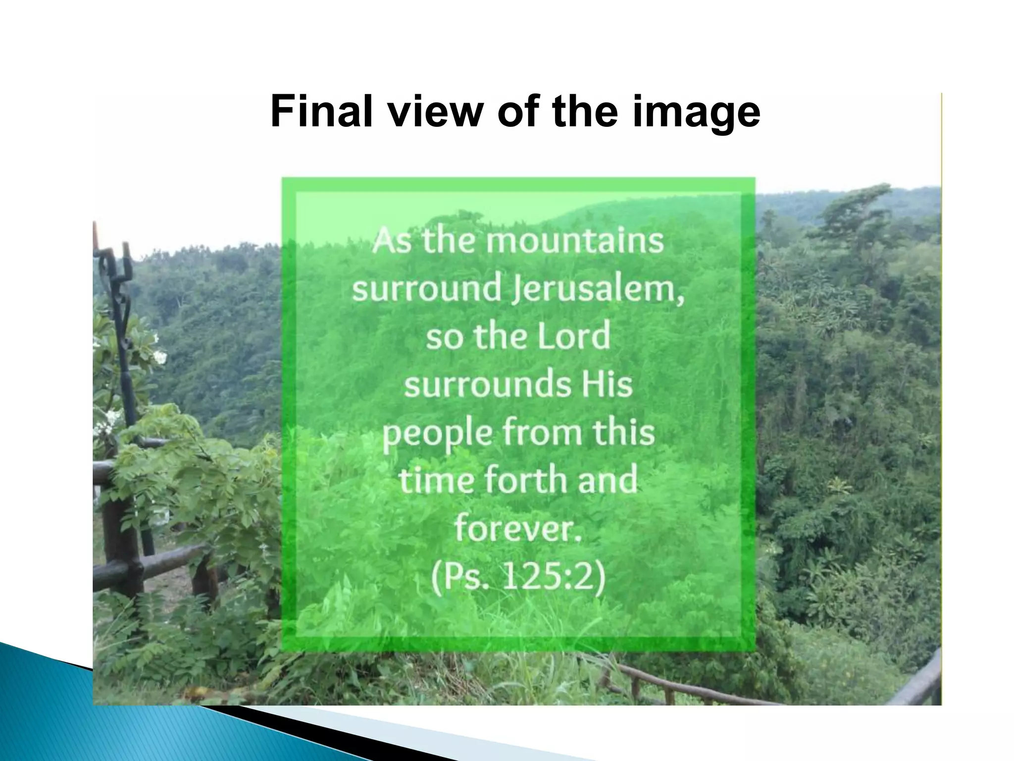 Final view of the image
 