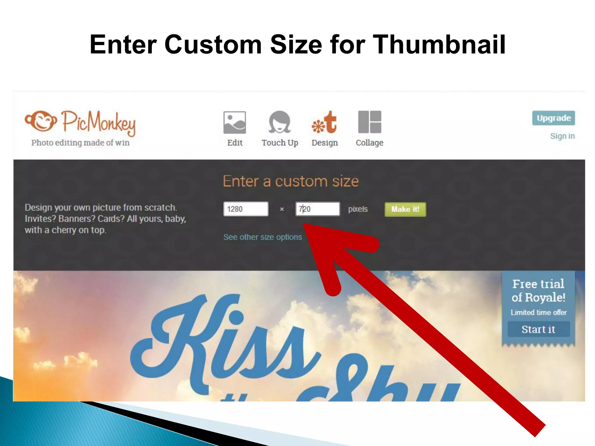 Enter Custom Size for Thumbnail
 