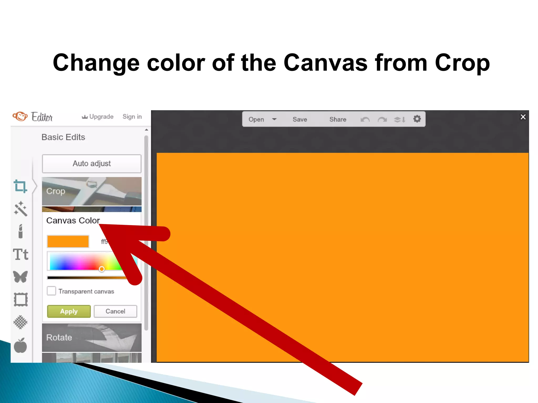 Change color of the Canvas from Crop
 