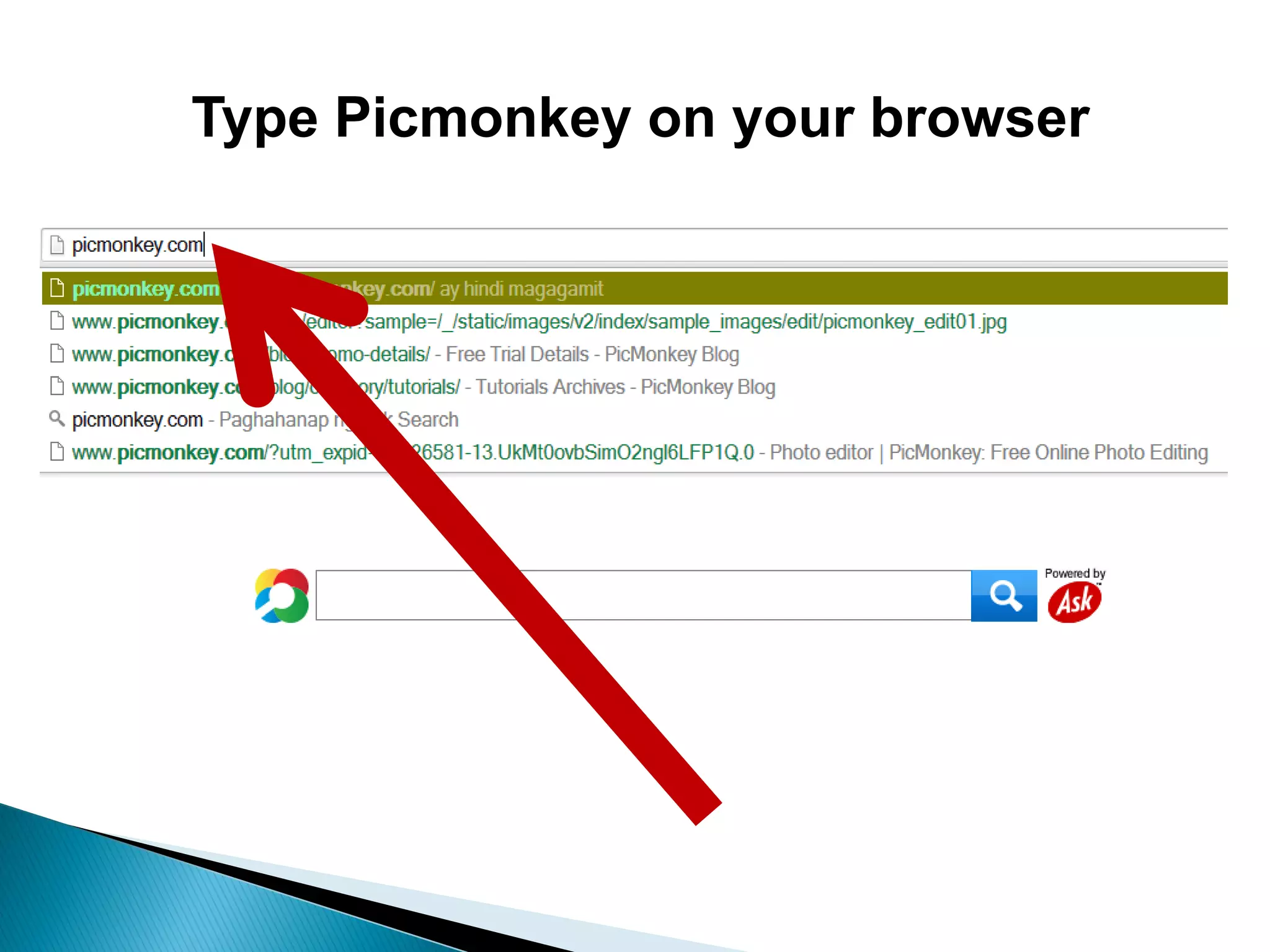 Type Picmonkey on your browser
 