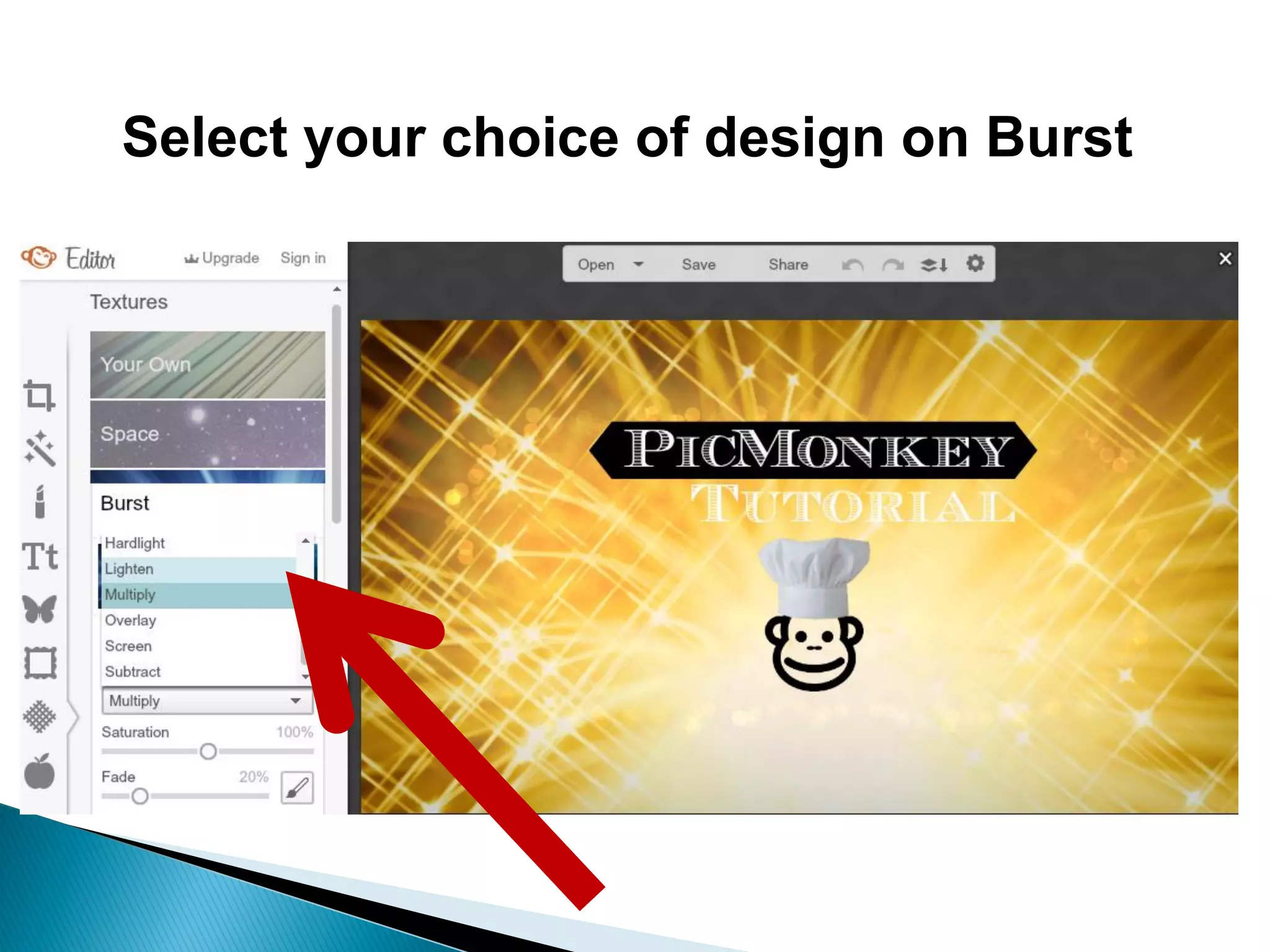 Select your choice of design on Burst
 