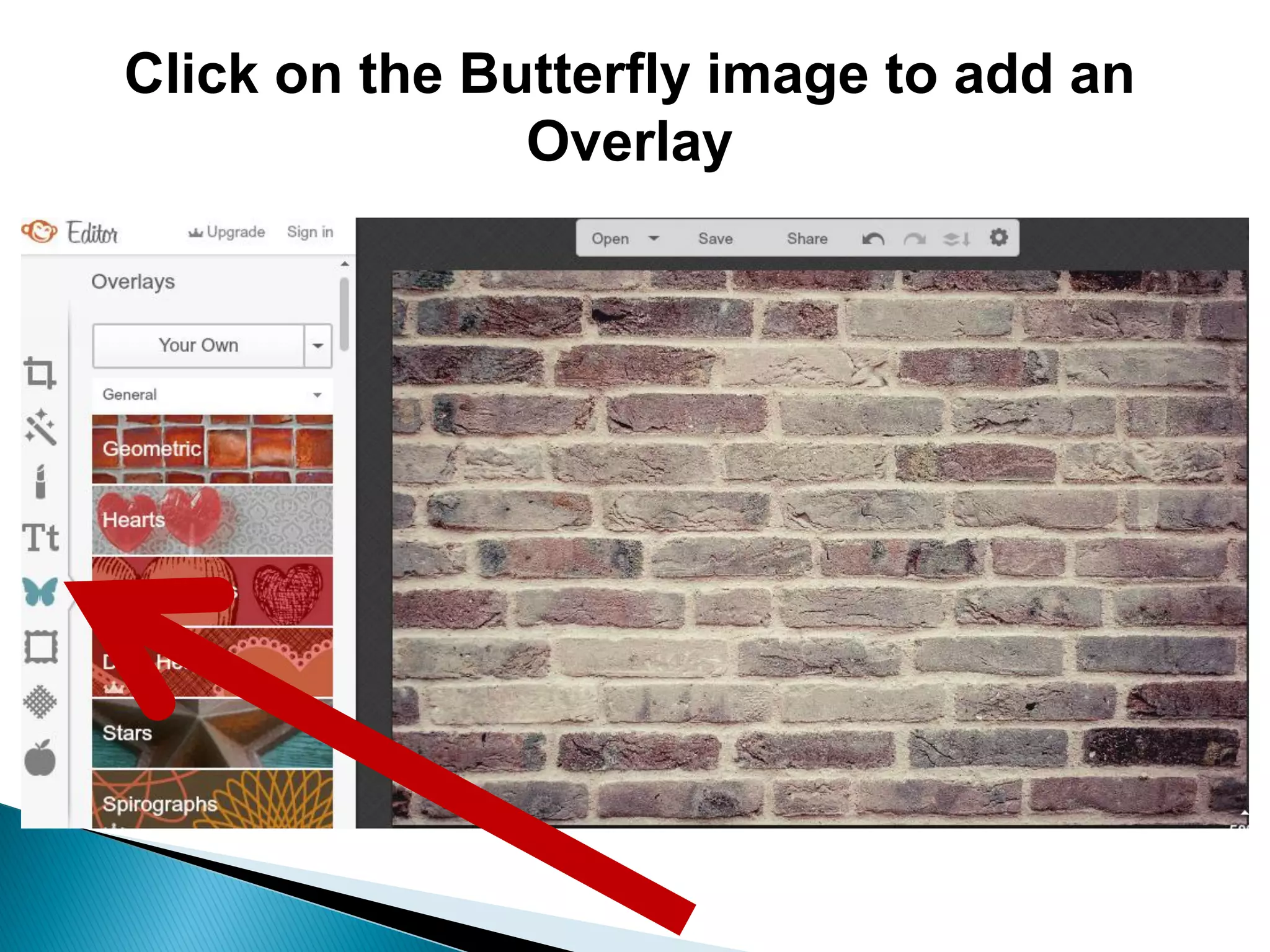 Click on the Butterfly image to add an
Overlay
 