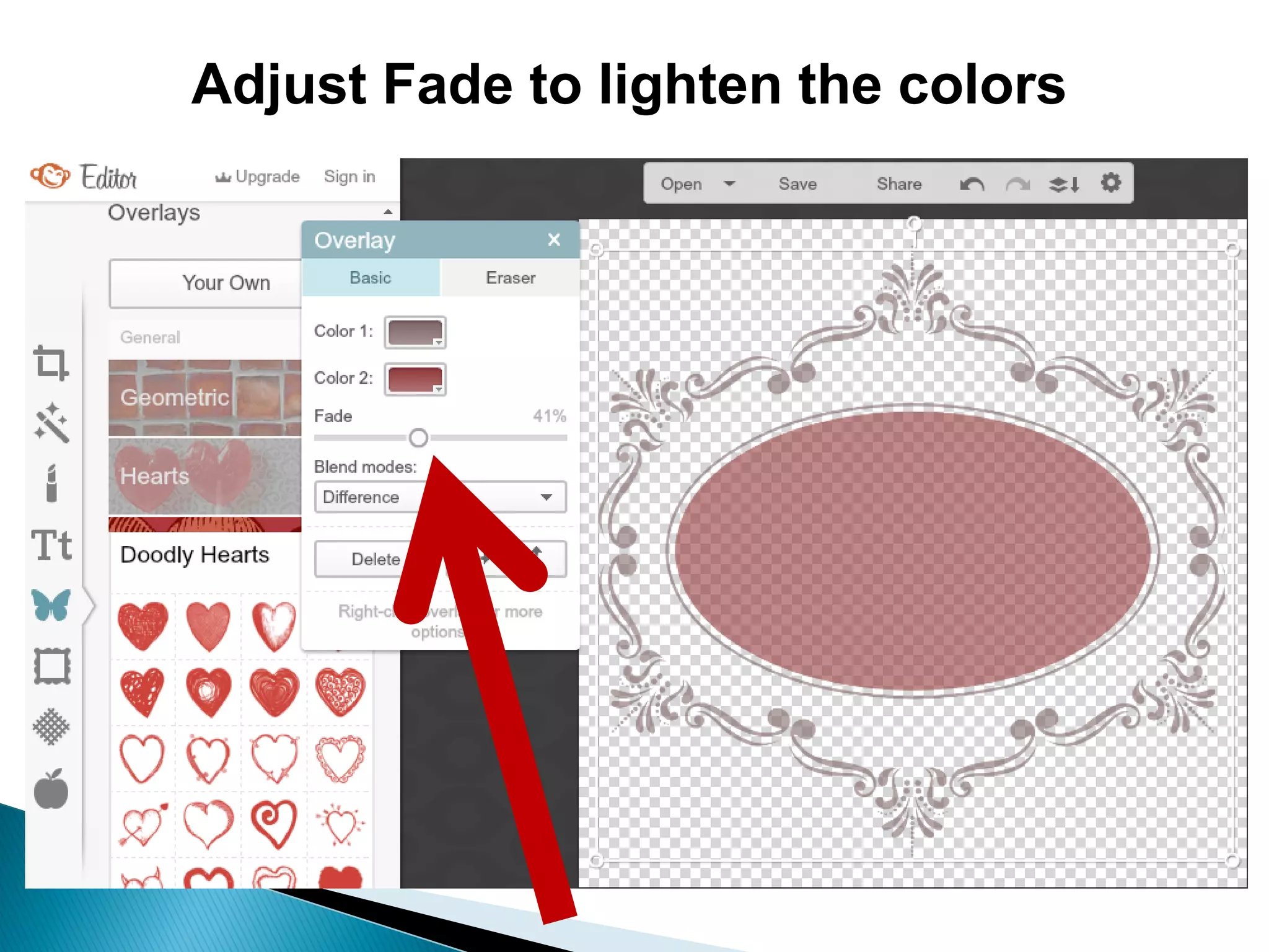 Adjust Fade to lighten the colors
 