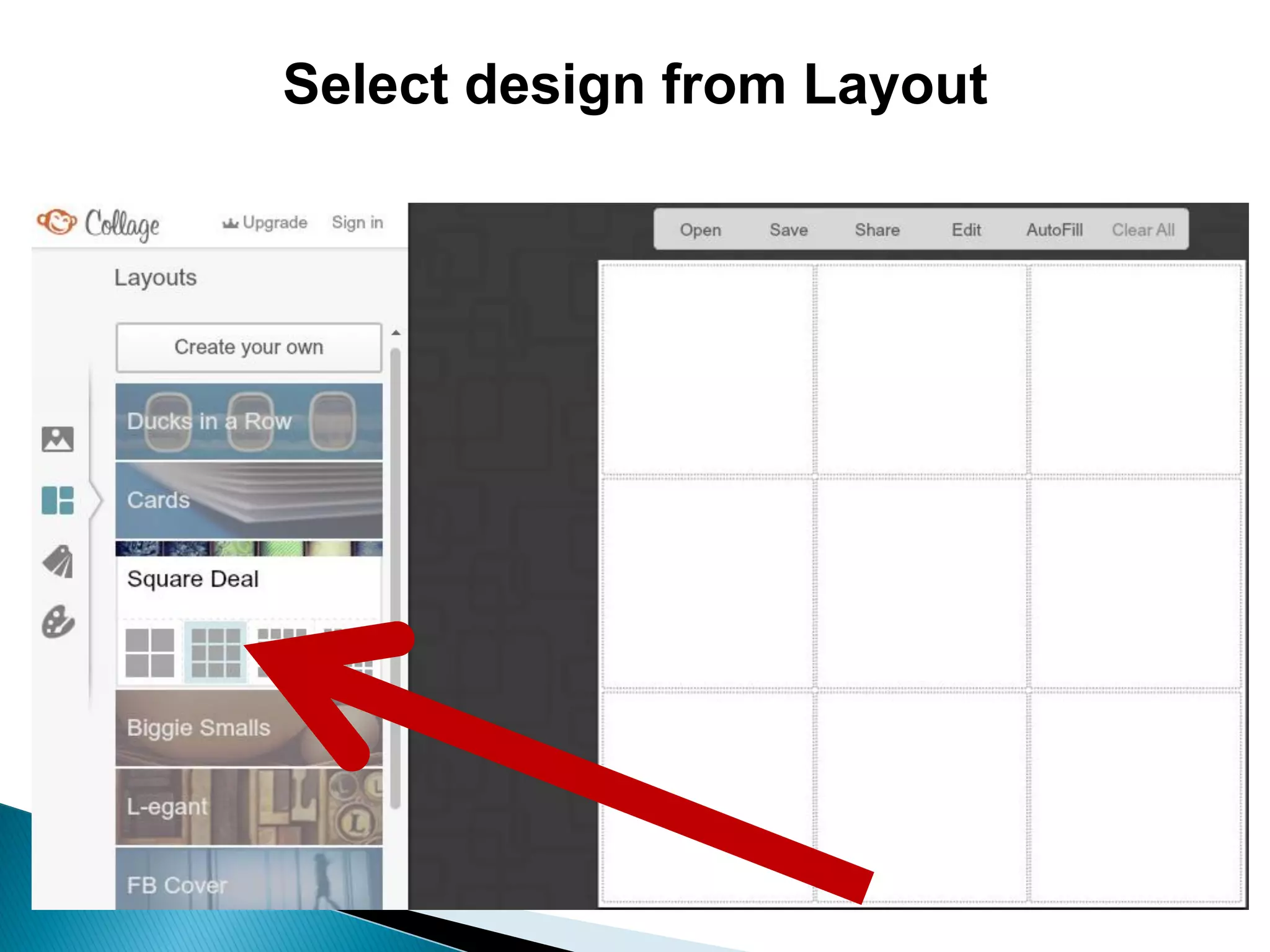 Select design from Layout
 