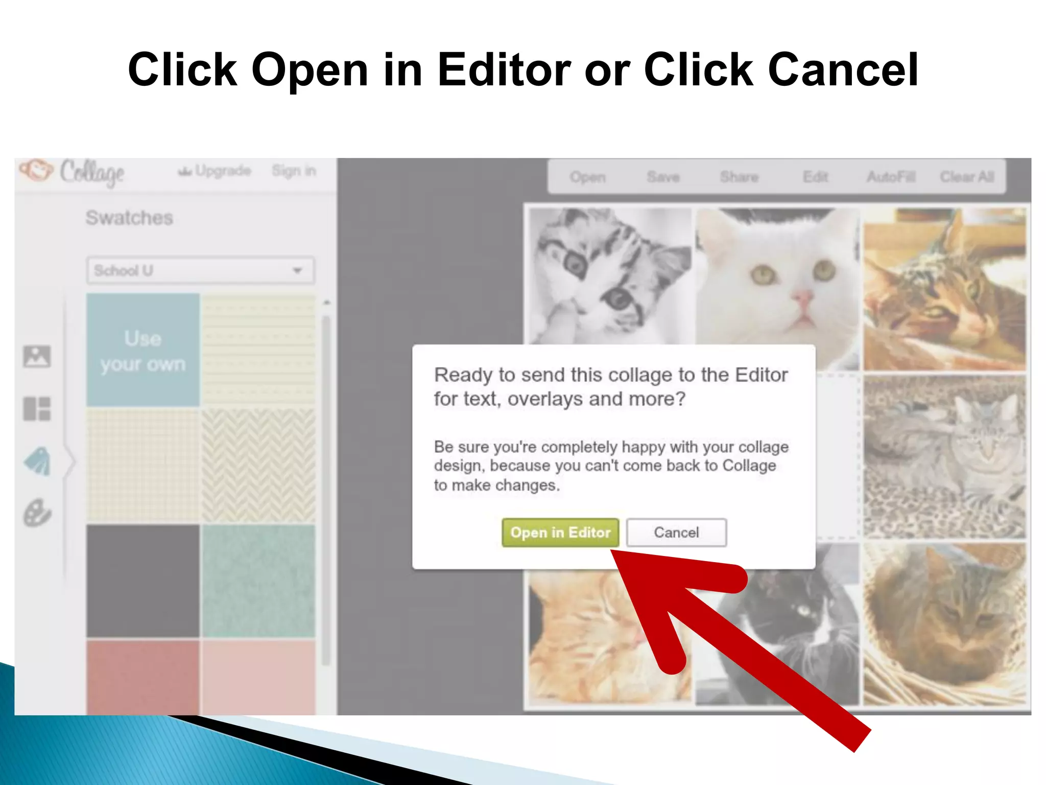 Click Open in Editor or Click Cancel
 
