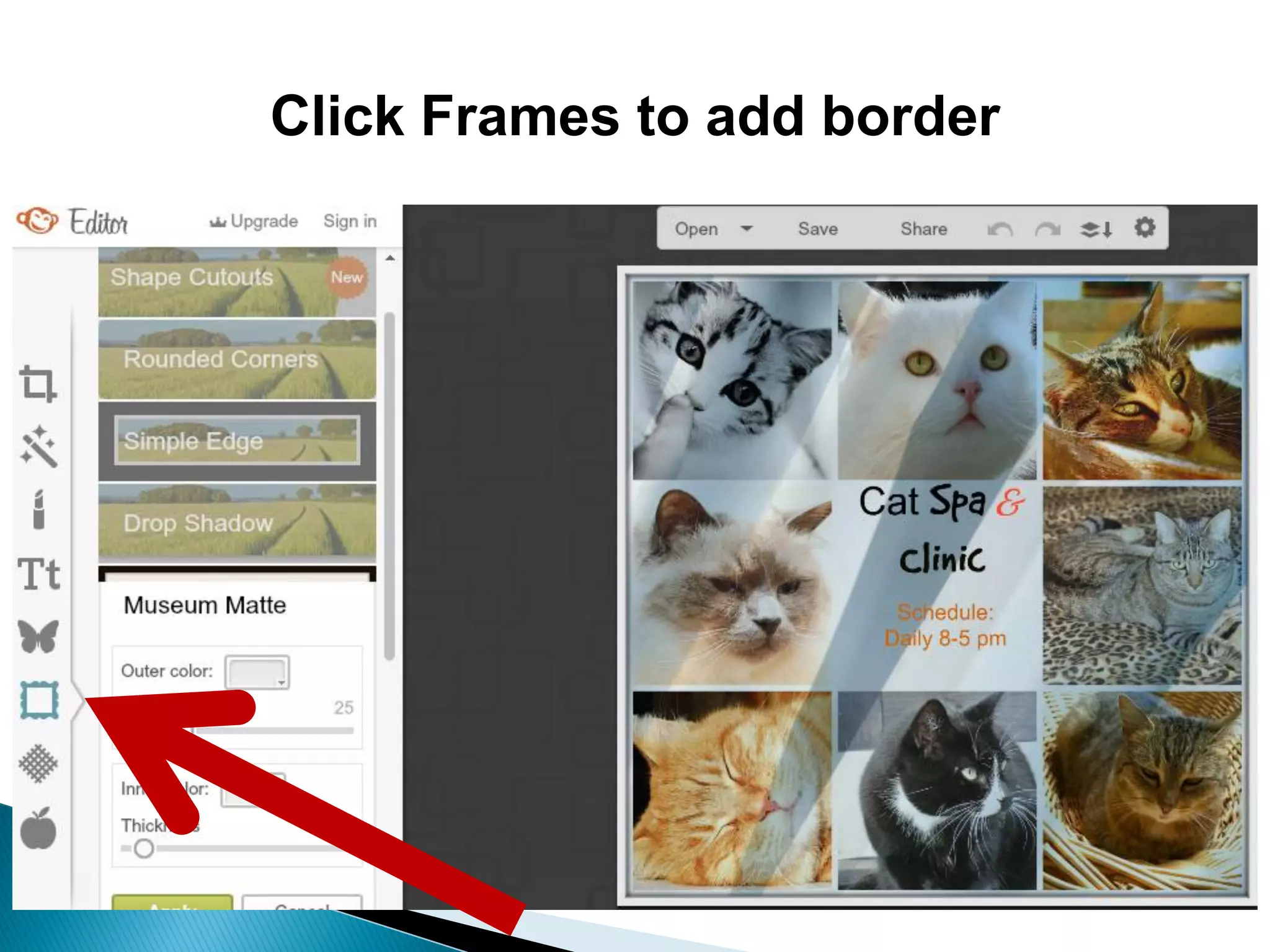 Click Frames to add border
 