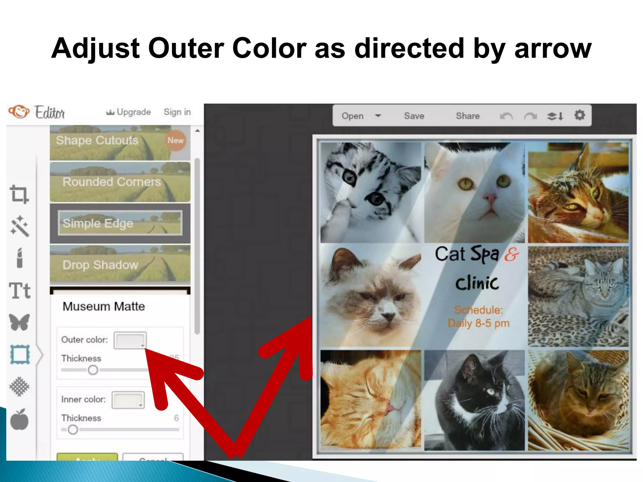 Adjust Outer Color as directed by arrow
 