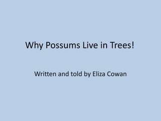 Why Possums Live in Trees!
Written and told by Eliza Cowan
 
