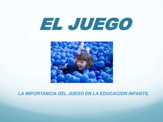 EL JUEGO


LA IMPORTANCIA DEL JUEGO EN LA EDUCACION INFANTIL
 