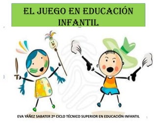 EL JUEGO EN EDUCACIÓN
          INFANTIL




EVA YÁÑEZ SABATER 2º CICLO TÉCNICO SUPERIOR EN EDUCACIÓN INFANTIL   1
 