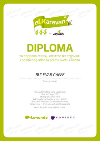 #eLKaravan diploma Bulevar Caffe
