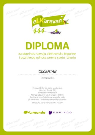 eLKaravan diploma za Obrazovno kreativni centar