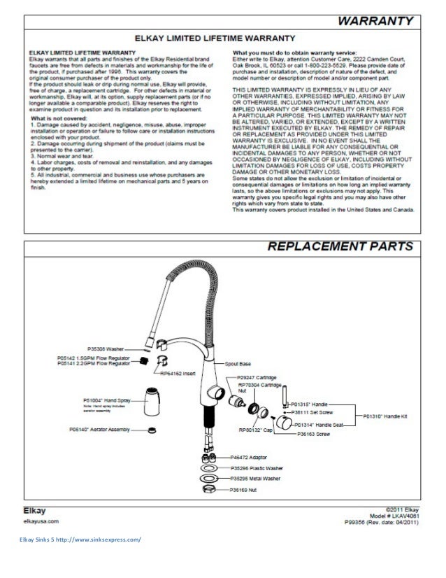 Elkay lkav4061 faucet installation owner's manual