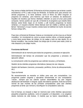 El kernel en los sistemas operativos | DOCX