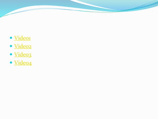 Video1
 Video2
 Video3

 Video4

 