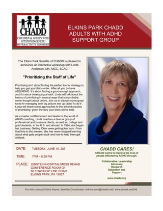 Elkins Park CHADD (Children and Adults with ADHD) Presentation June 16