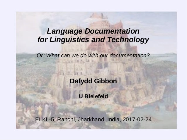 ELKL 5 Language documentation for linguistics and technology